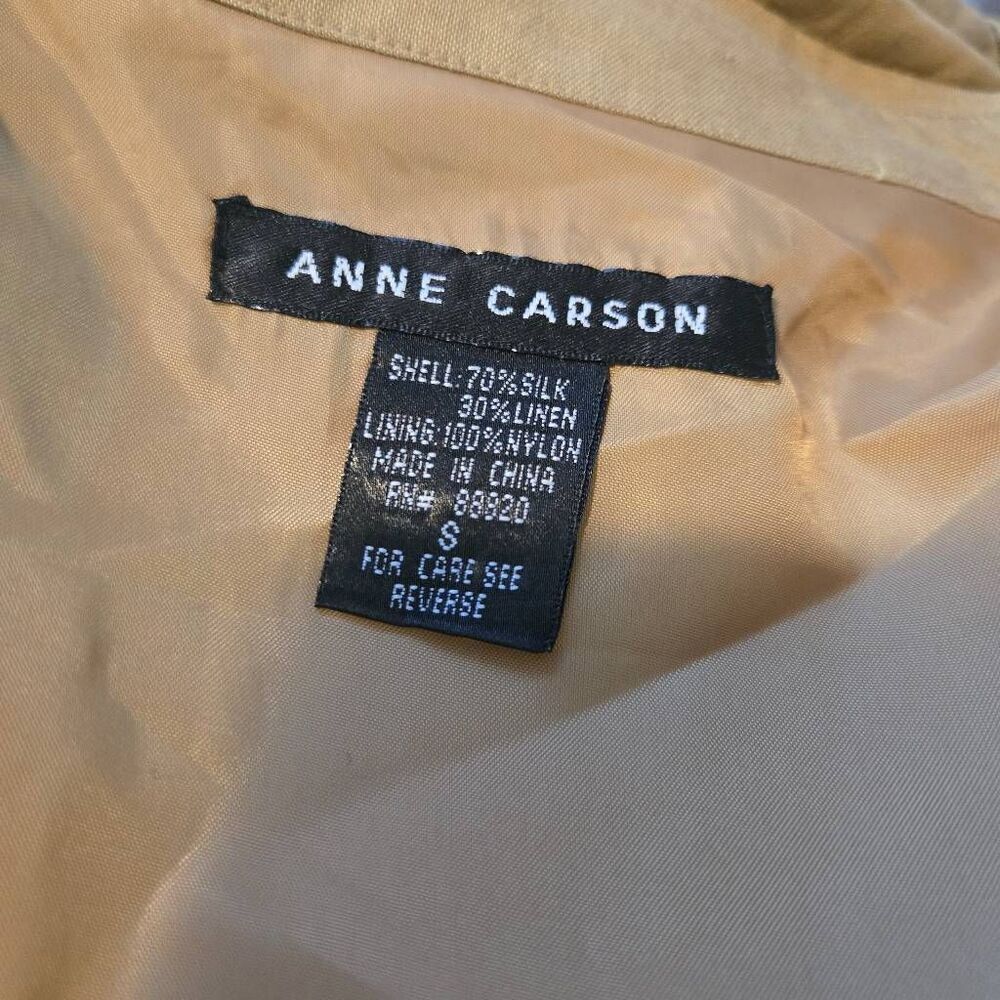 Anne Carson Blouse Size Small Silk Linen Cross Side Tie Collard - Picture 6 of 6